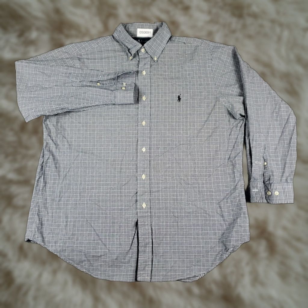 Ralph Lauren Ralph Lauren Shirt Mens 16.5 Blue Plaid Dress Shirt Button Up Long Sleeve Collared Point Neckline Regular Size 16.5 Dress Shirt Men Size 42R - 1 Thumbnail
