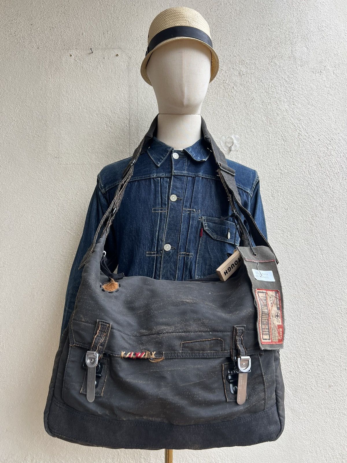Vintage RARE! Vintage Tough Jeans Military Distress Wax Large Bag Size ONE SIZE - 10 Thumbnail