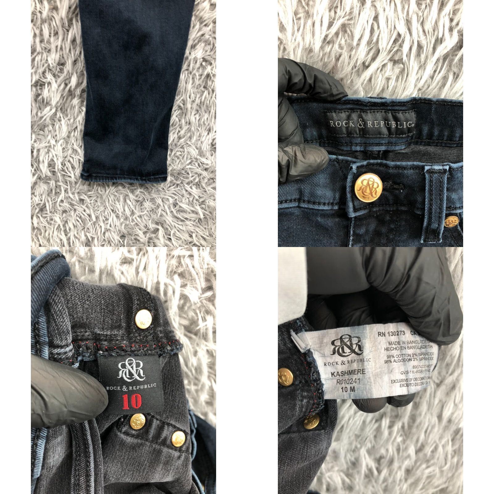Vintage Rock & Republic Kashmere Skinny Jeans Size 10 Womens Dark Wash Blue Jeans Slim Fit 5-Pocket Denim Cotton Belt Loops Zip Button Size 32" / US 10 / IT 46 - 8 Thumbnail