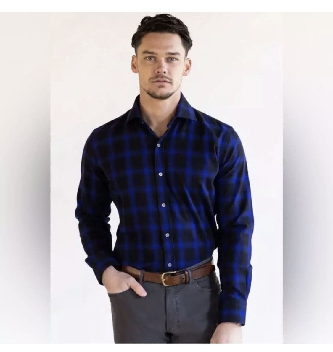 Ledbury Antonio Flannel Button Down Shirt (Size 15) Size US S / EU 44-46 / 1 - 1 Thumbnail