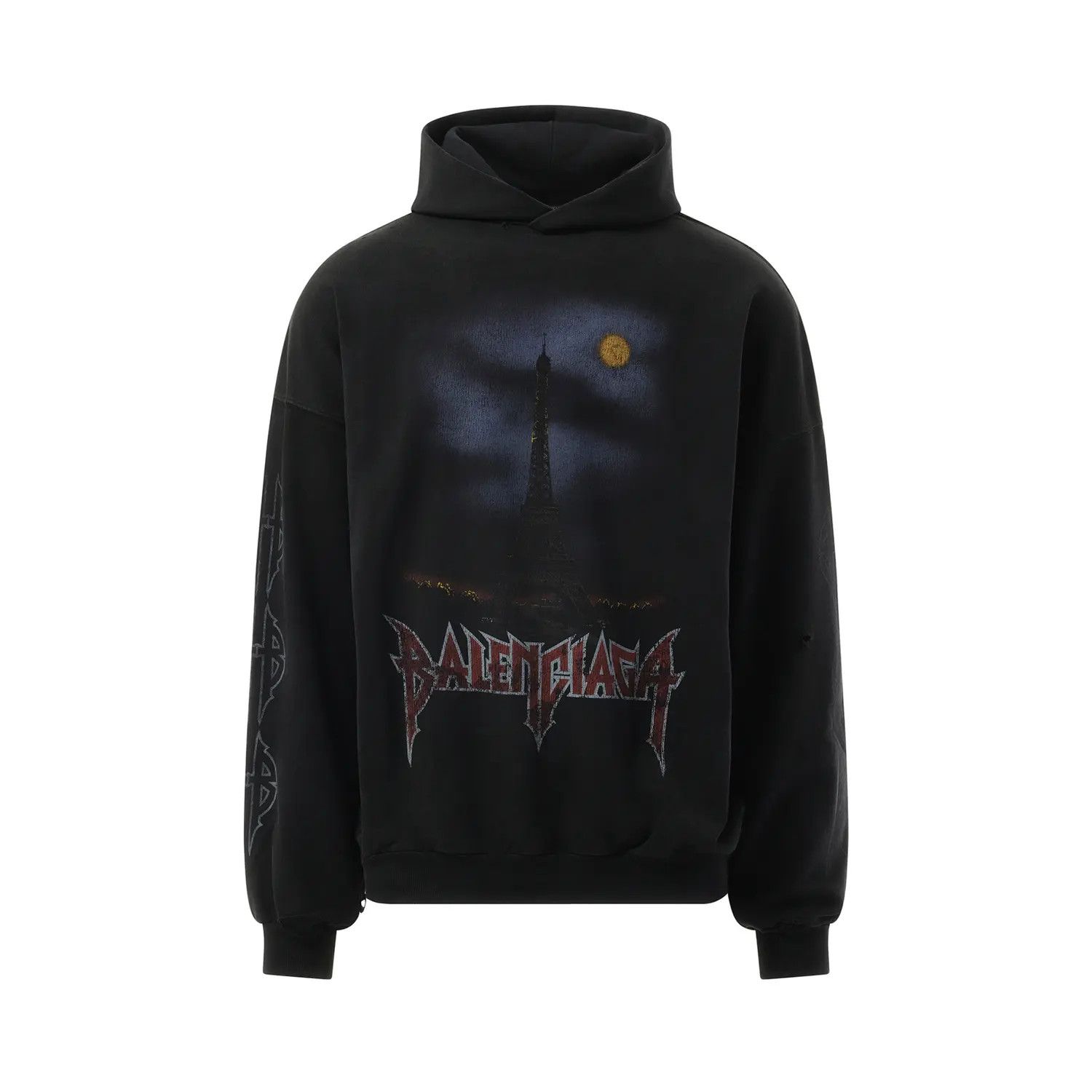 Balenciaga o1w1db11225 Paris Moon Hoodie Large Fit in Black Size US S / EU 44-46 / 1 - 1 Thumbnail