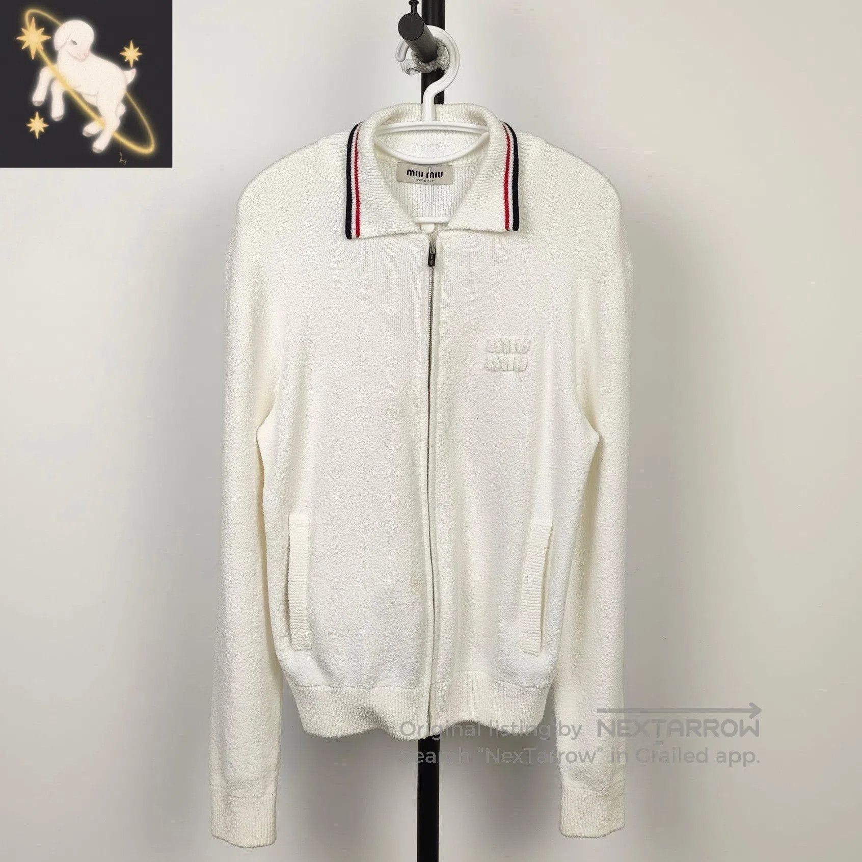 Miu Miu Miu Miu White Zipper Knit Shirt Collar Size 36| Size XS / US 0-2 / IT 36-38 - 1 Thumbnail