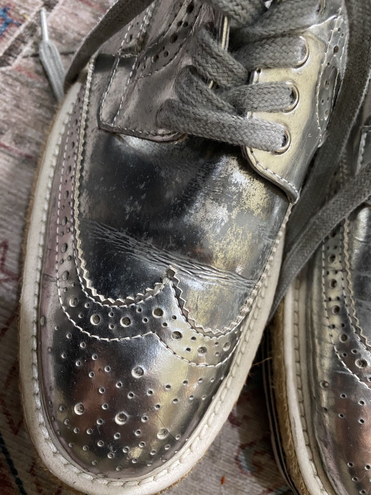 Prada Prada Platform Lace Up Silver Brogues Wedges Size US 9 / IT 39 - 9 Thumbnail