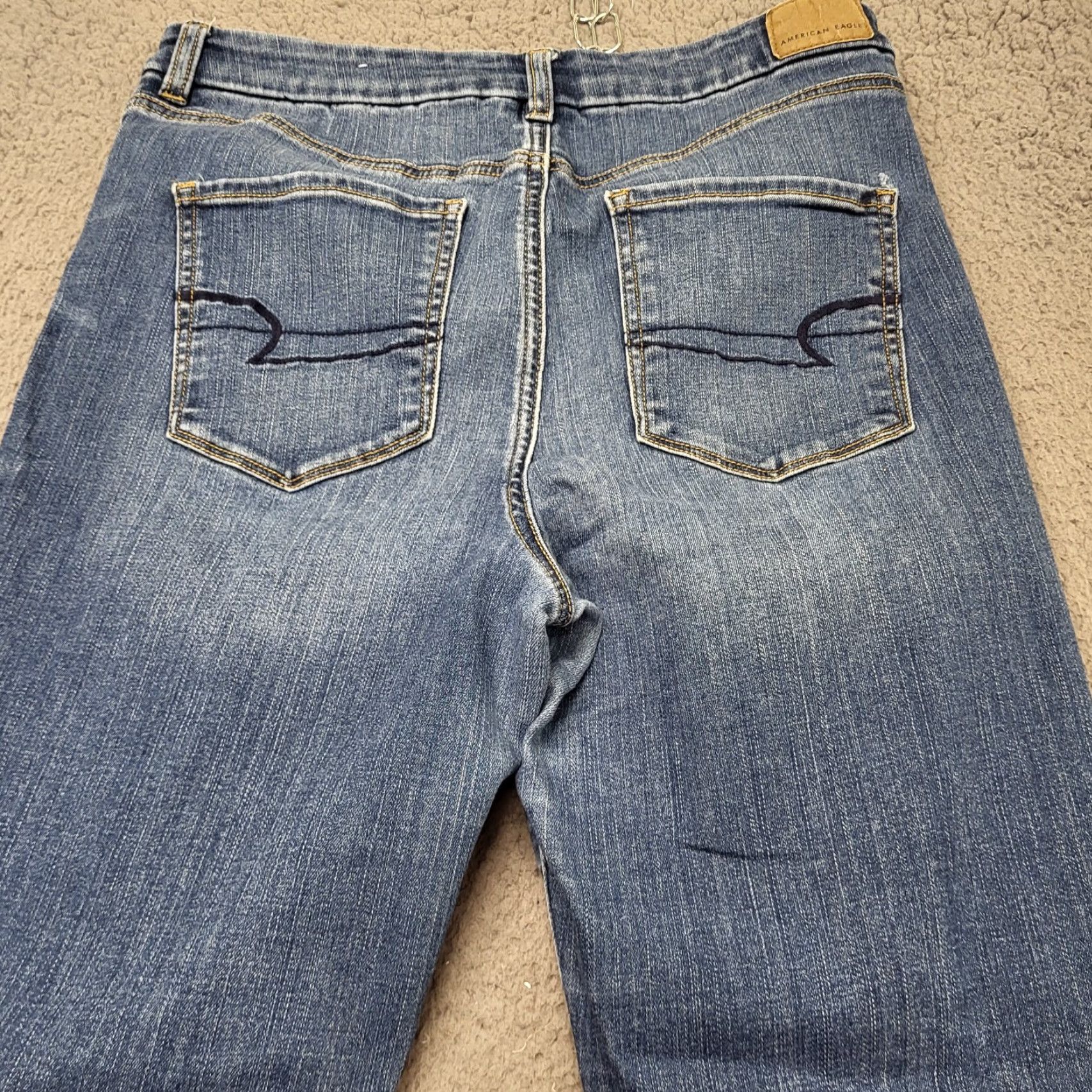 American Eagle Outfitters American Eagle Jeans Womens 14L Curvy High Rise Jegging Distressed Stretch Denim Jeans Holiday 90s Grunge Logo Zipper Button Pocket Size 36" / US 14 / IT 50 - 4 Thumbnail