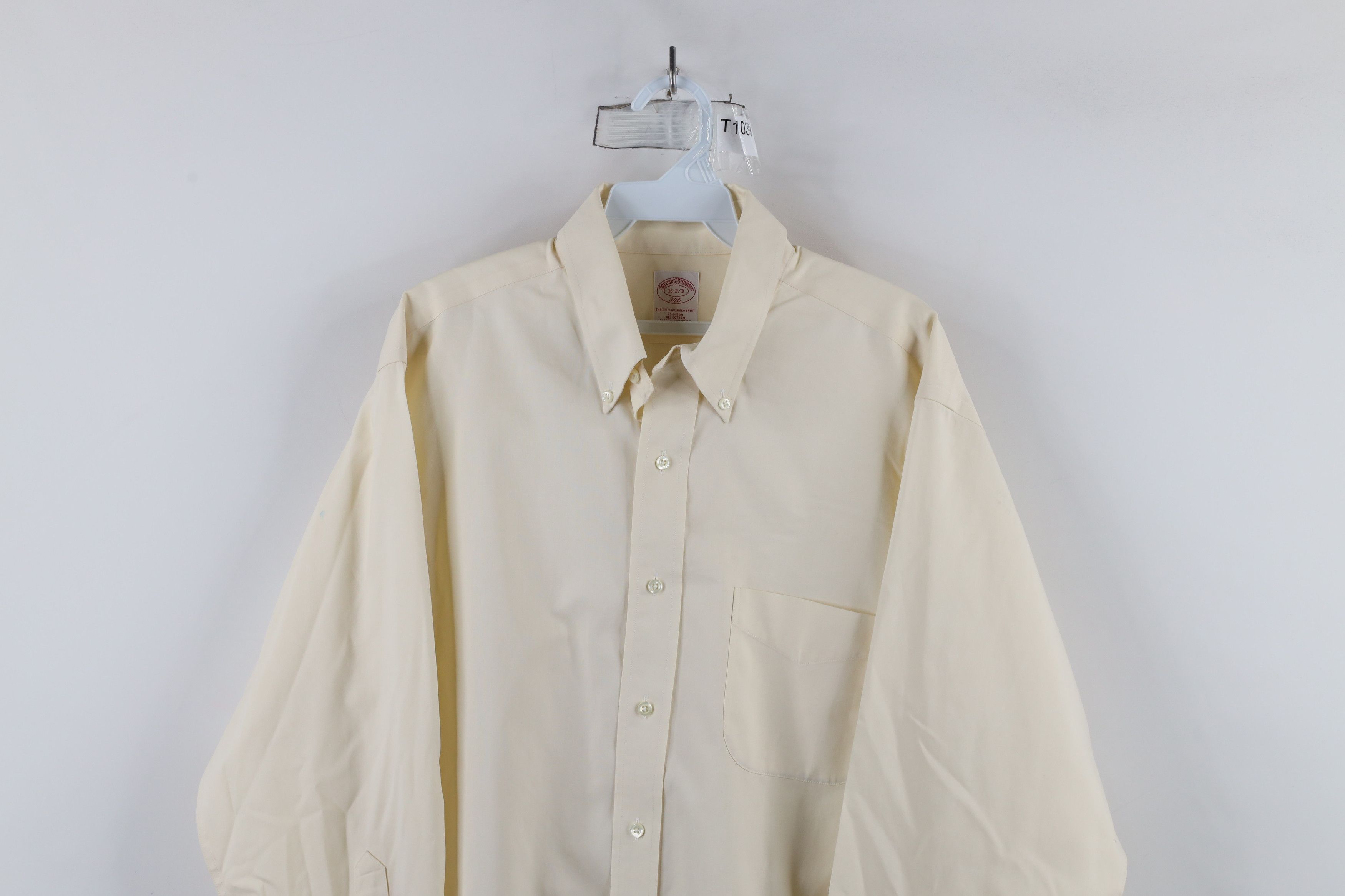 Brooks Brothers × Vintage Vintage 90s Brooks Brothers Cotton Button Down Shirt Beige Size US M / EU 48-50 / 2 - 2 Thumbnail