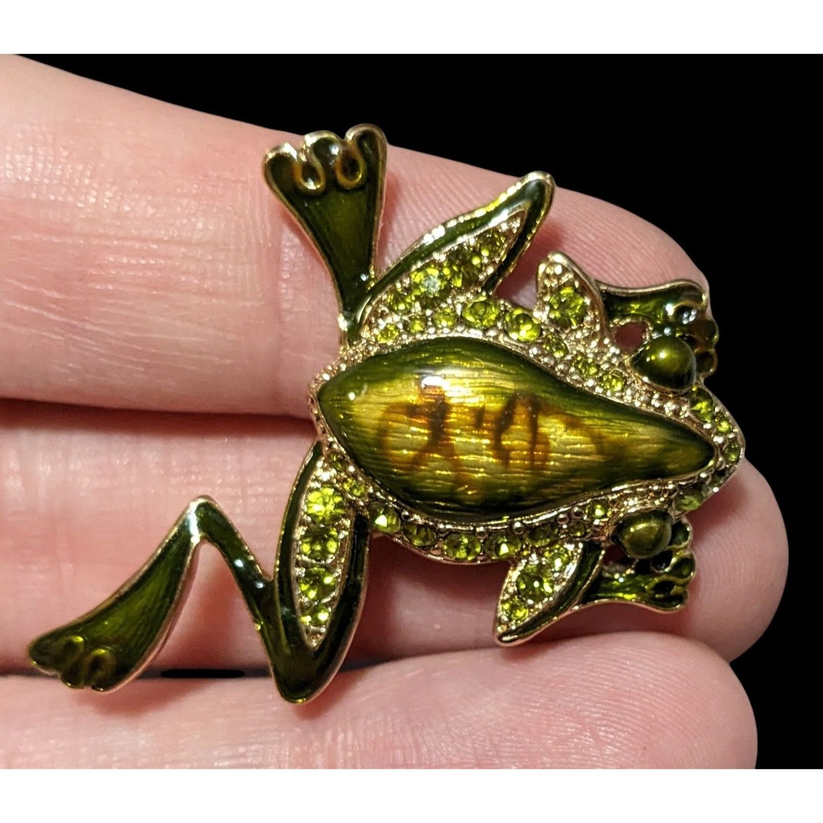 Other Vintage Liz Claiborne Rhinestone Enamel Frog Brooch Size ONE SIZE - 2 Thumbnail