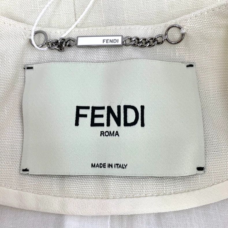 Fendi FENDI Beige linen notch collar double-breasted long-sleeve Size XXS / US 00 / IT 34 - 5 Thumbnail