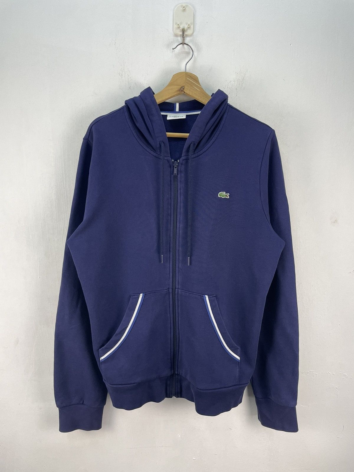 Lacoste Hoodie Zipper Pullover Sweatshirt Navy Blue