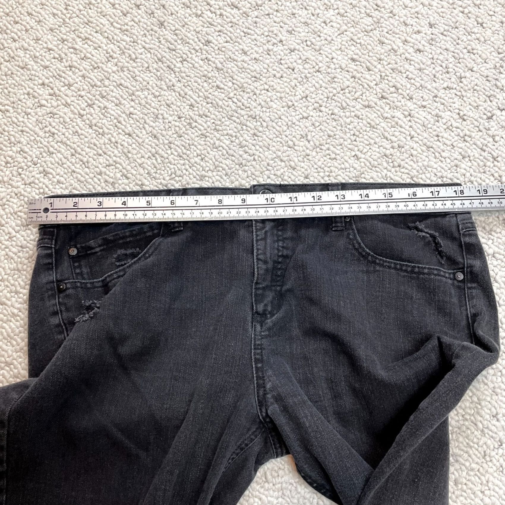 Vintage Signature Studio Jeans Womens 14 Black Denim Straight Mid Rise Distressed 36x30 Size 36" / US 14 / IT 50 - 7 Thumbnail