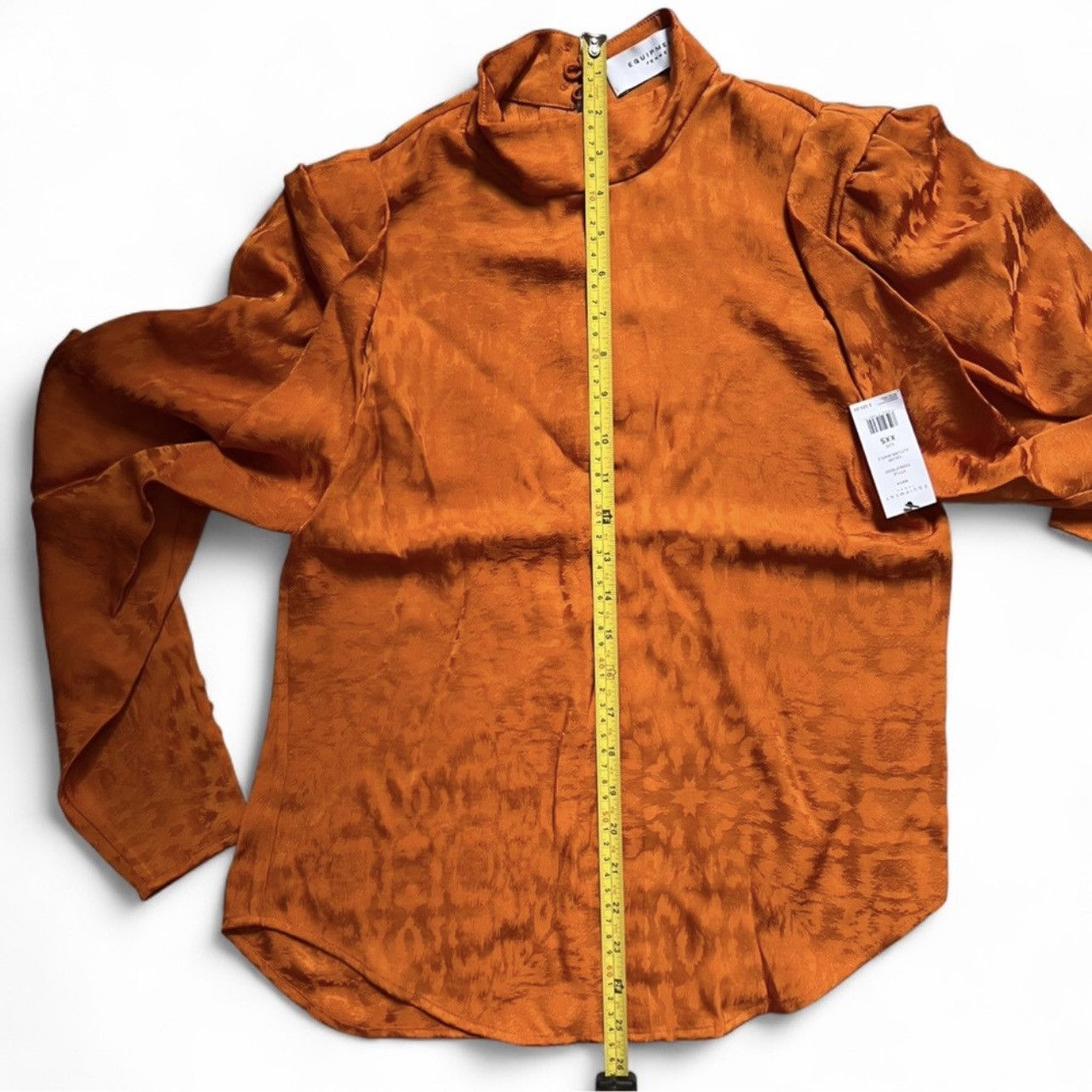 Equipment Equipment Maya Jacquard Satin Blouse Burnt Orange XXS NWT Size XXS / US 00 / IT 34 - 3 Thumbnail