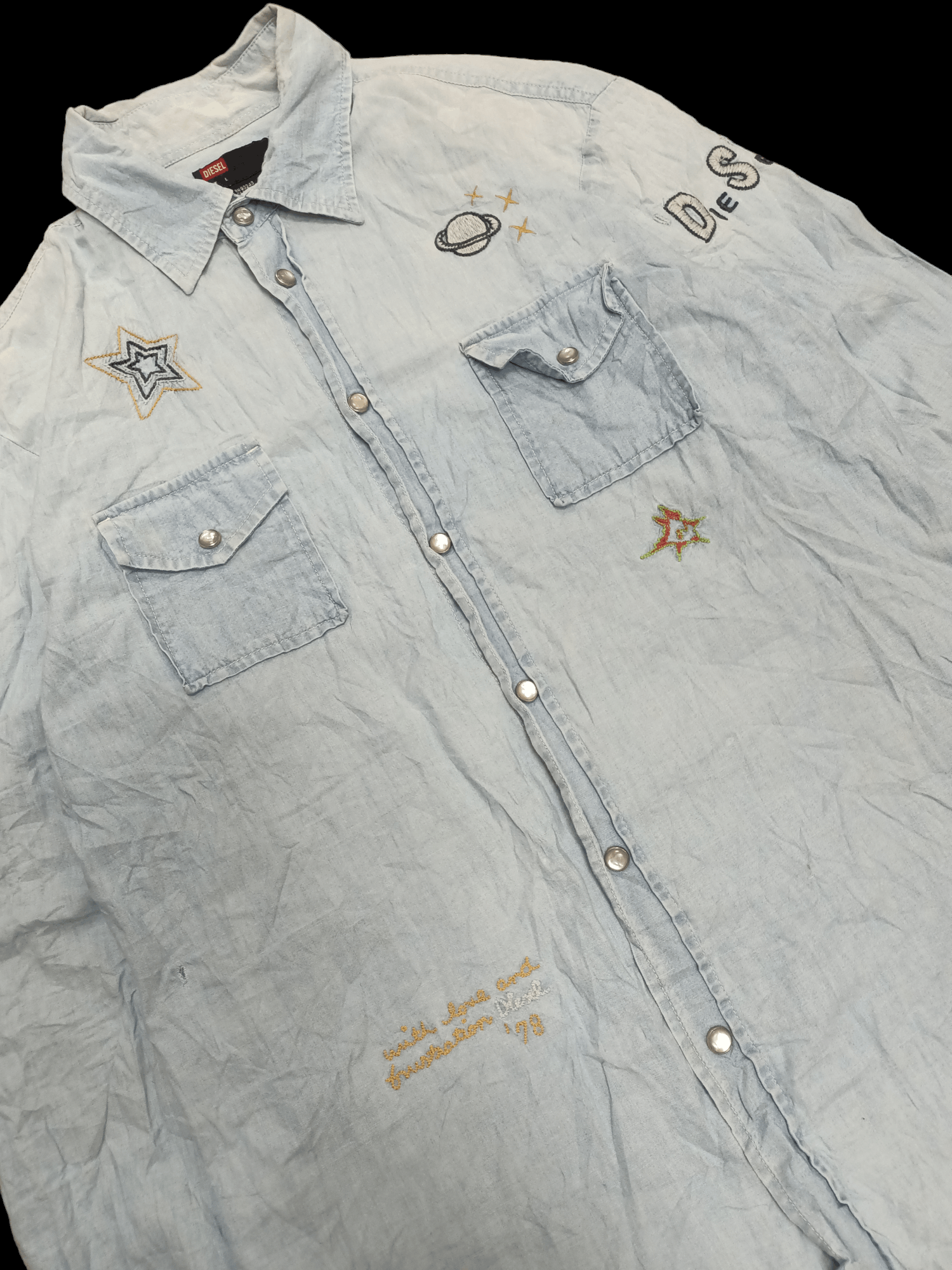 Designer × Diesel × Vintage DEISEL CHAMBRAY x BUTTON UP x VINTAGE Size US L / EU 52-54 / 3 - 2 Thumbnail