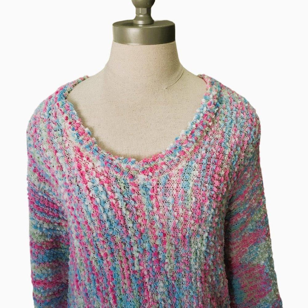 Designer CT768 Ethyl Ladies Pink, Blue & White Long Sleeve Sweater Size L / US 10 / IT 46 - 6 Thumbnail