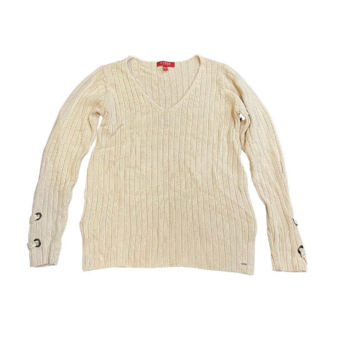 Guess Chunky Cable Knit Ribbed Long Sleeve V-Neck Sweater Medium Size M / US 6-8 / IT 42-44 - 1 Thumbnail