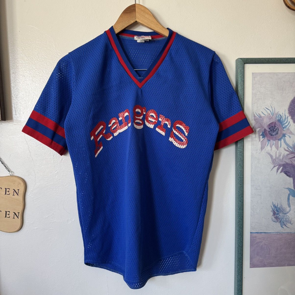 MLB × Vintage vintage 80s MLB New York Rangers Ravens Knit blue/red jersey Size US S / EU 44-46 / 1 - 1 Thumbnail