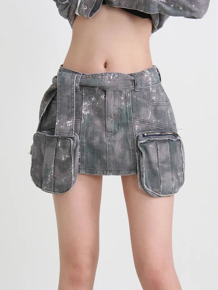 Patchwork Denim Skirt