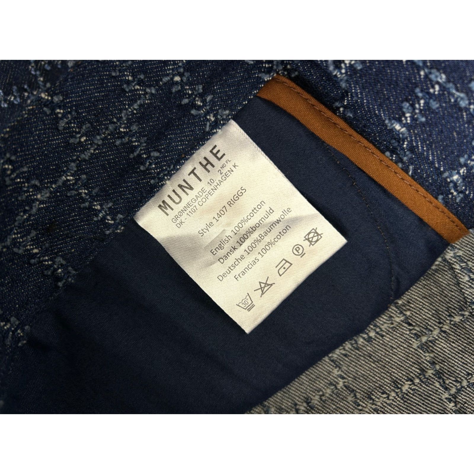 MUNTHE Munthe Jeans Women’s Denim Pants 10 US 40 EU Blue Checkered Cross Stitched Straight Zip Cotton Denim Size 32" / US 10 / IT 46 - 5 Thumbnail