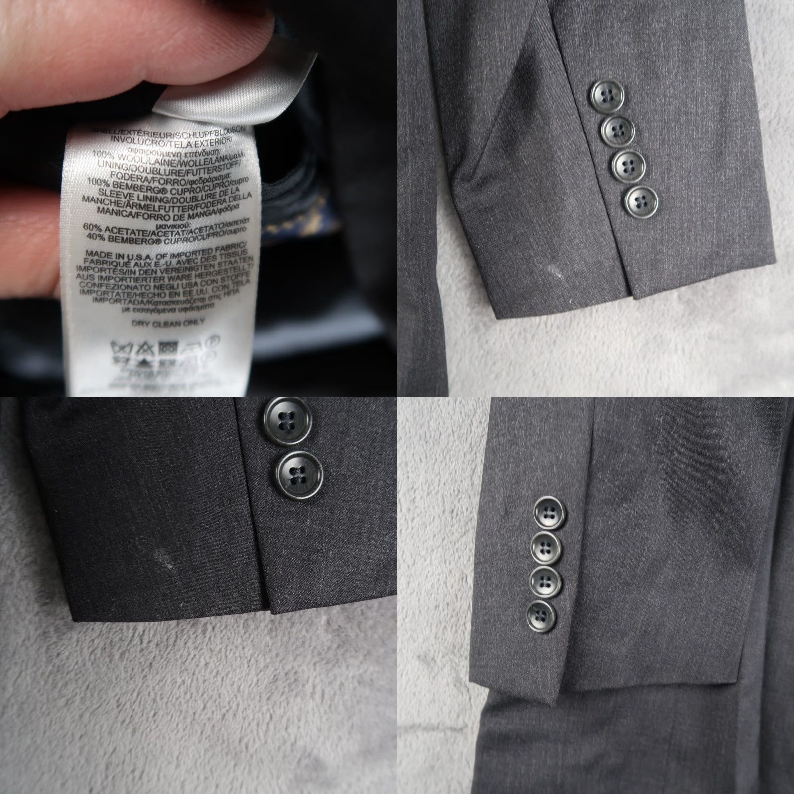 Brooks Brothers Brooks Brothers 1818 Fitzgerald Blazer Jacket Single-Breasted Two-Button Notch Gray Wool 40L Mens USA Size 40R - 9 Thumbnail