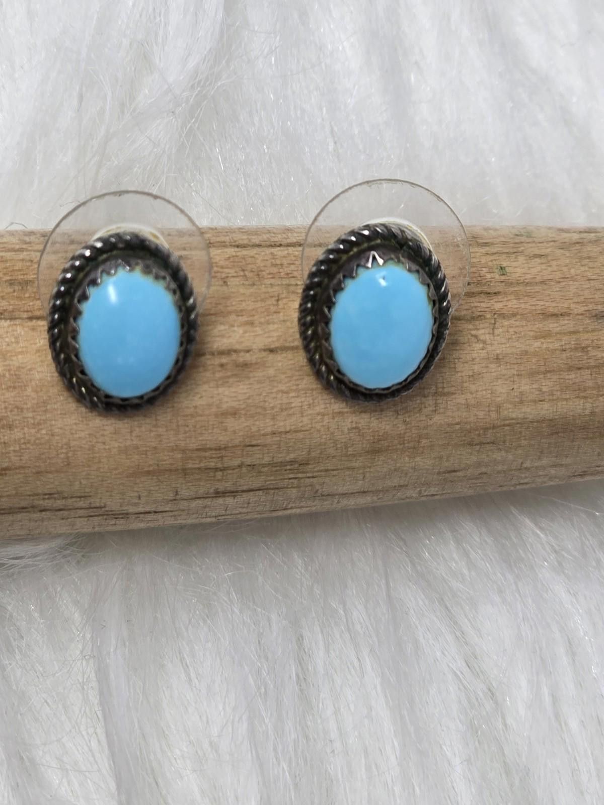 Sterling Silver Native American Sterling Turquoise Stud Earrings Size ONE SIZE - 1 Thumbnail