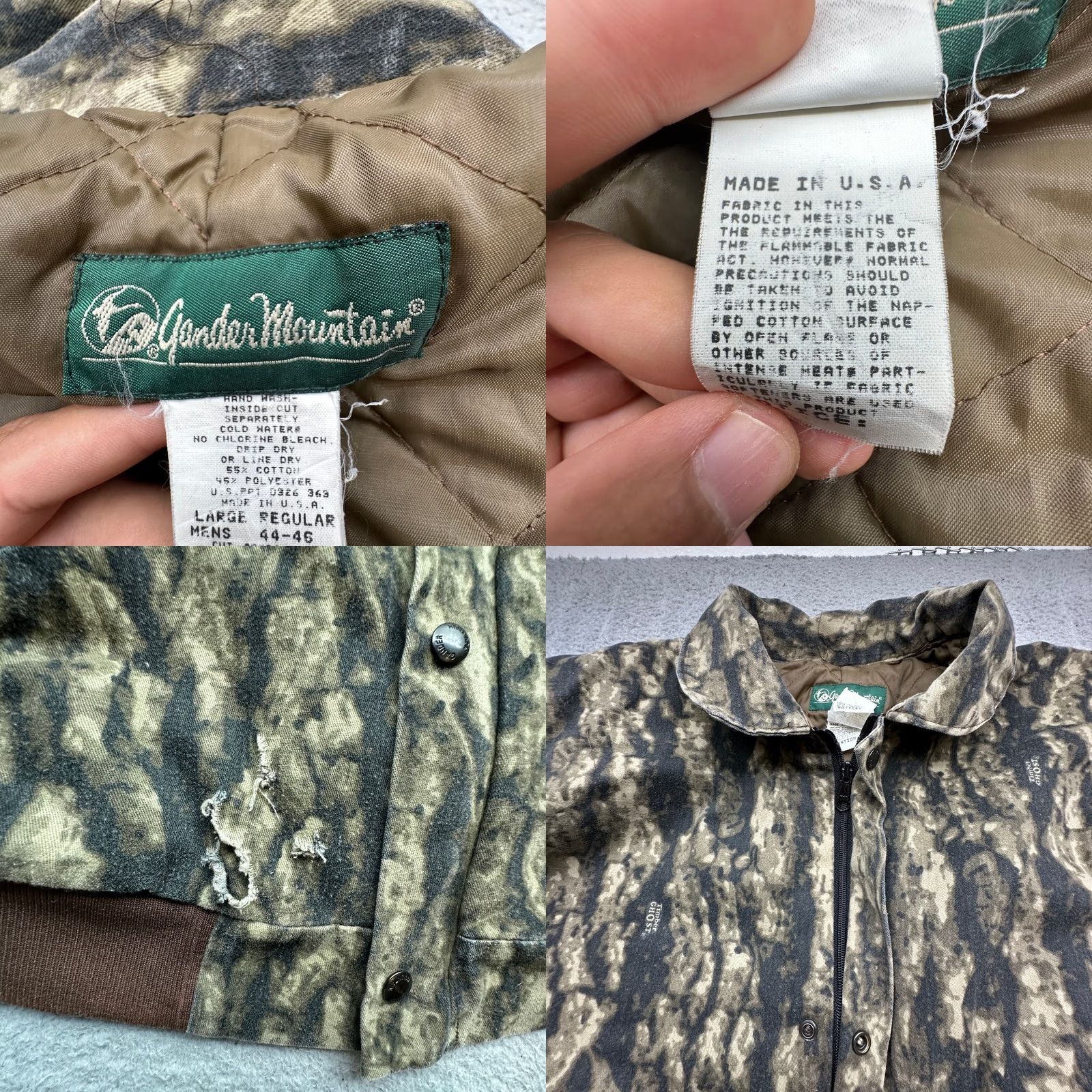 Vintage VINTAGE Gander Mountain Timber Ghost Camouflage Bomber Jacket Mens Large Snap Green 90s Size US L / EU 52-54 / 3 - 8 Thumbnail