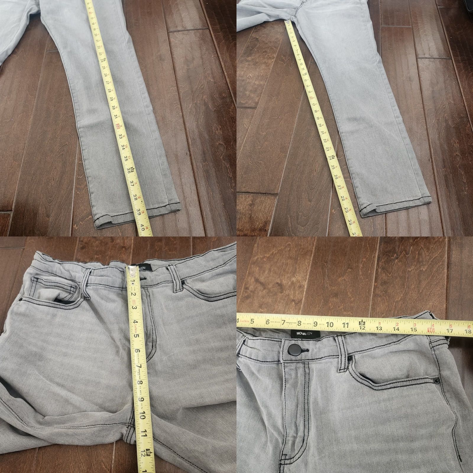 Denime NOVAMEN Gray Slim Fit Jeans Mens Size 36 Denim Pants City 5-Pocket Zip Button Inseam 30 Fall Spring Summer Regular Mens Size US 36 / EU 52 - 8 Thumbnail