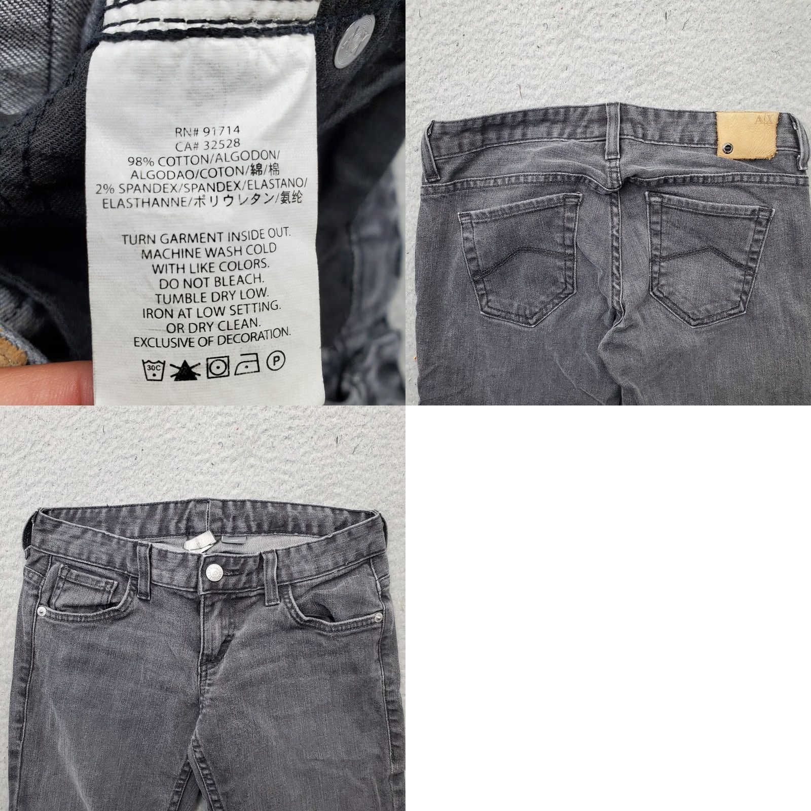 Armani Exchange AX Armani Exchange Jeans Womens 0R Gray Denim Stretch Slim Fit Straight Leg Jeans Size 25" / US 0 / IT 36 - 8 Thumbnail