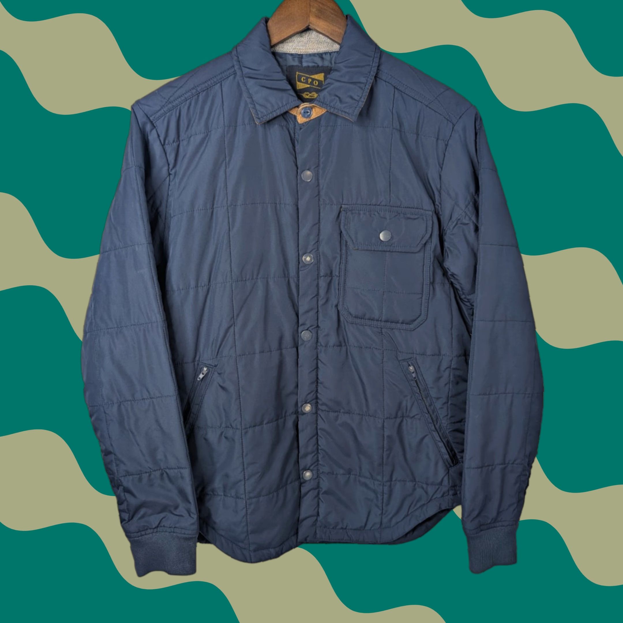 Vintage CPO Provisions Jacket Bomber Size XS Blue Quilted Leather Collar Pockets Workwear Casual Travel Button Shirt? Size US XS / EU 42 / 0 - 1 Thumbnail