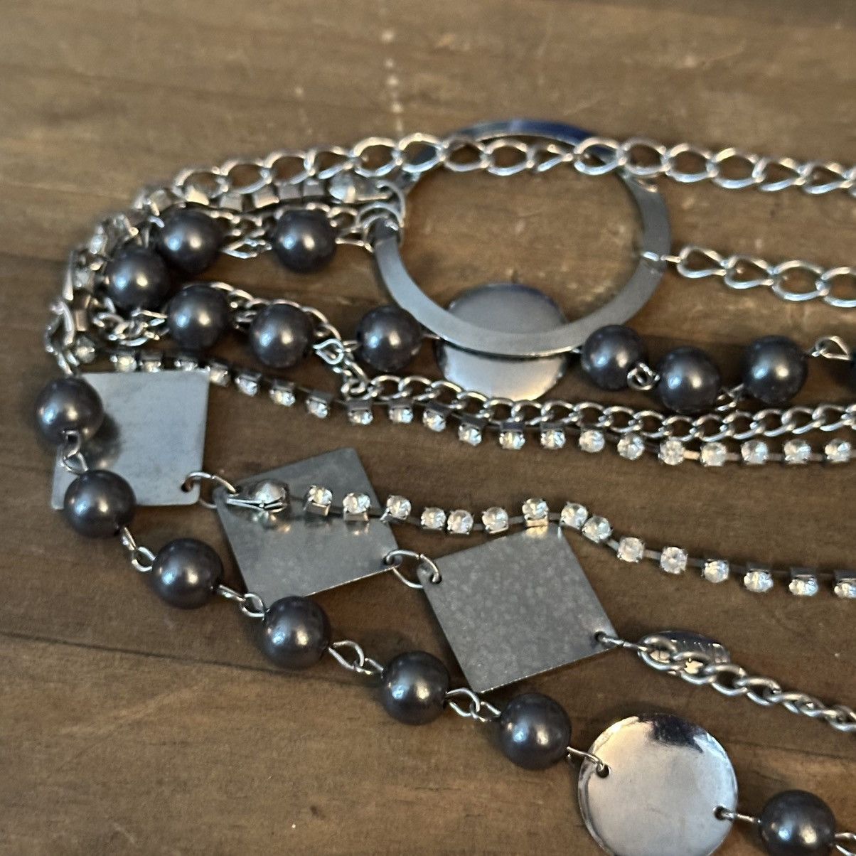 Other Long silver tone multi chain layered necklace Size ONE SIZE - 3 Thumbnail
