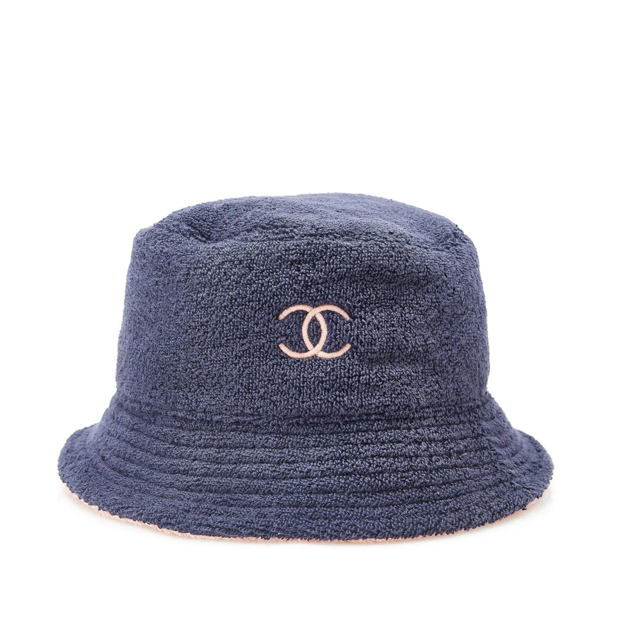 image of Chanel Terry Cloth Cc Bucket Hat Other Accessories in Blue, Women's
