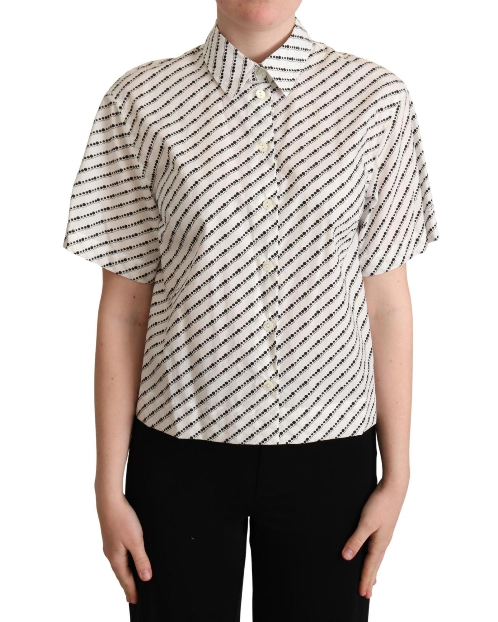 image of Dolce Gabbana Dotted Collared Blouse Shirt in Blackwhite, Women's (Size Medium)