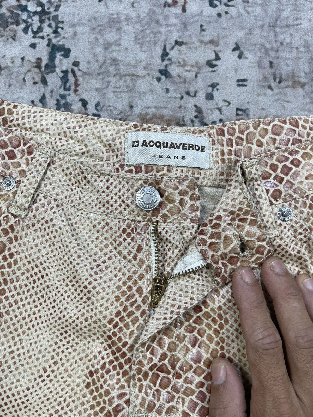If Six Was Nine Acquaverde Snakeskin Flare Pants Size 28" / US 6 / IT 42 - 16 Thumbnail