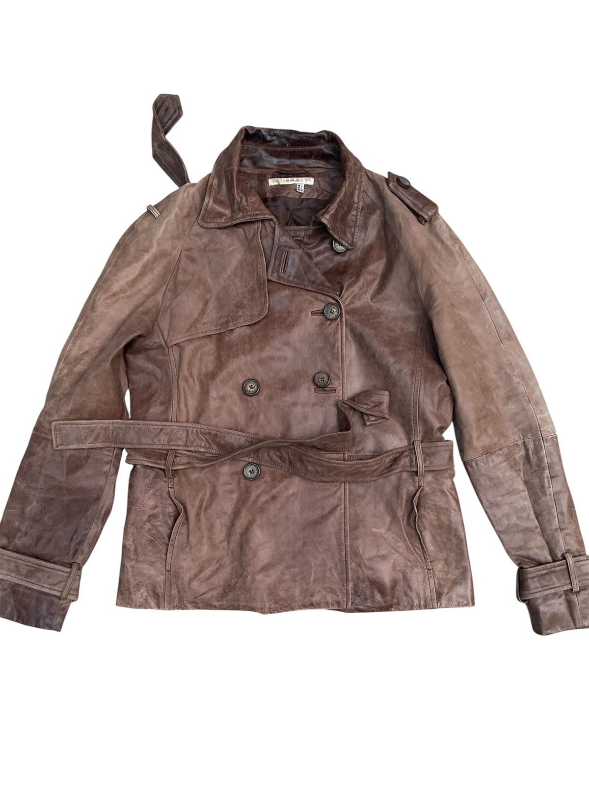Zara ZARA BASIC Brown Double Breasted Leather Jacket Size M / US 6-8 / IT 42-44 - 1 Thumbnail