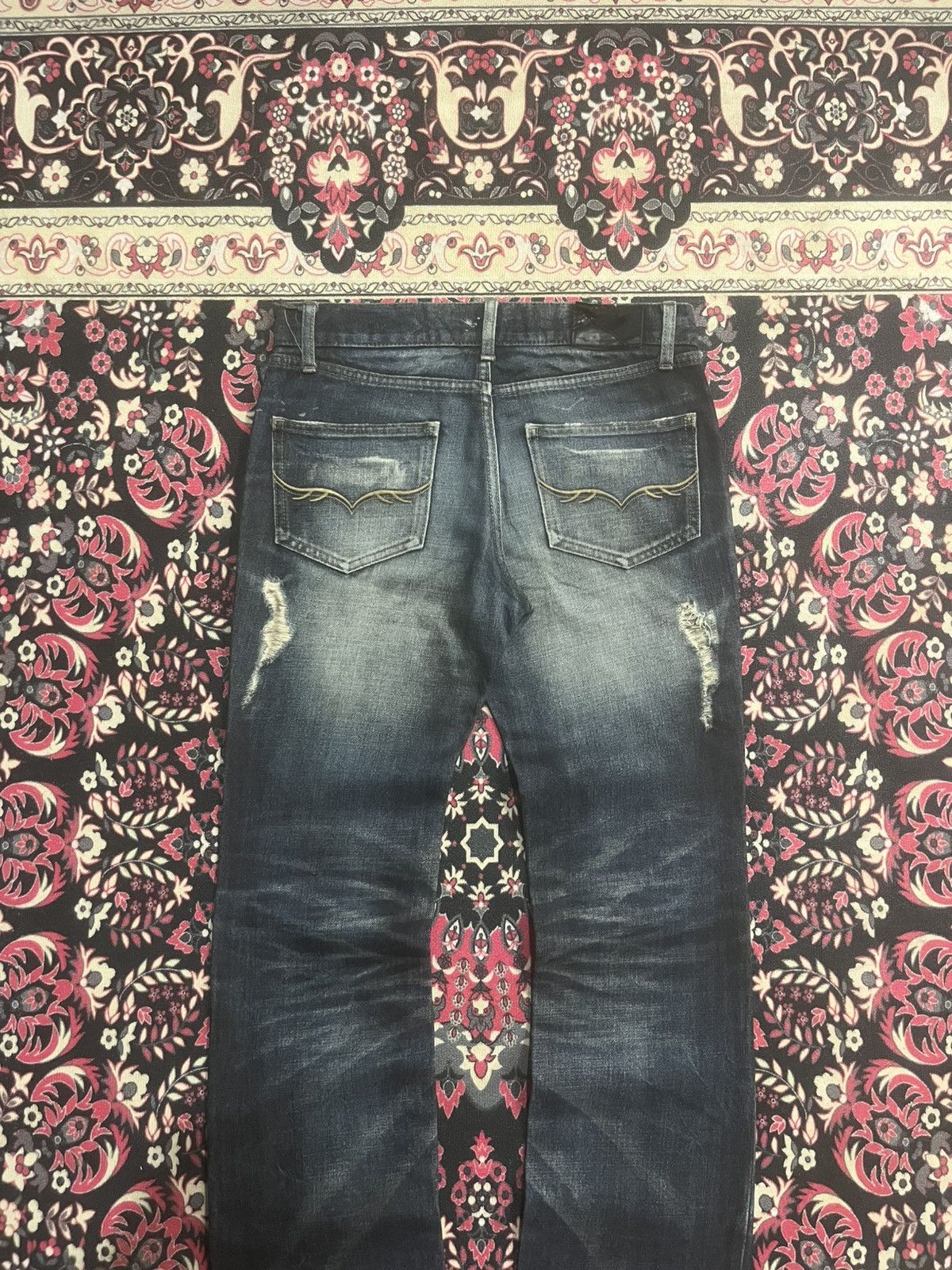 GOSTAR DE FUGA Japanese Brand Fuga Dark Washed Heavy Whisker Distress Jeans Size US 30 / EU 46 - 5 Thumbnail