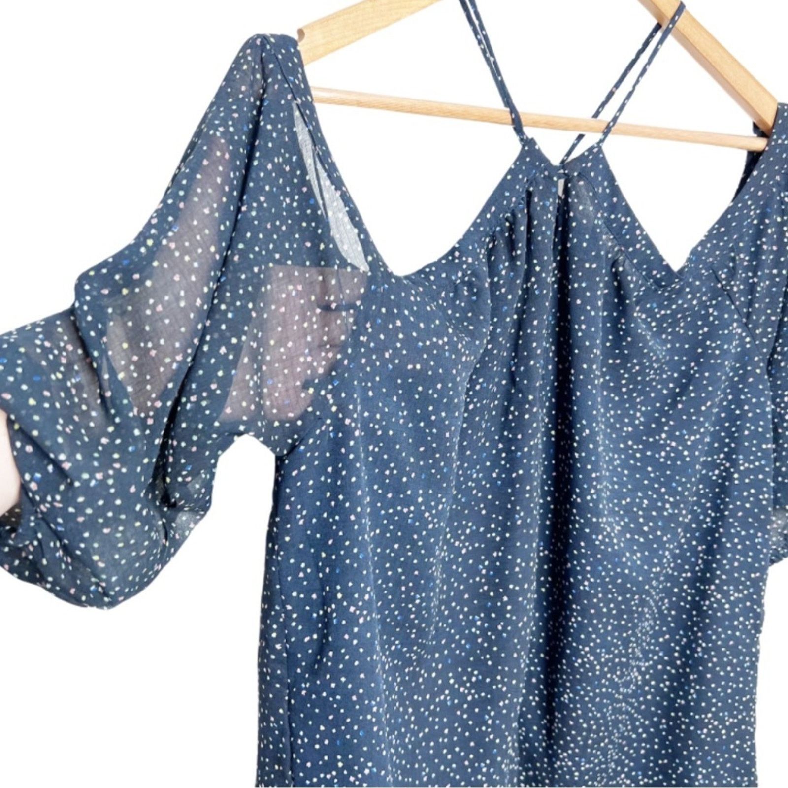Other New with Tags Papermoon Women's Lidia Polka Dot Navy Blouse Size M / US 6-8 / IT 42-44 - 7 Thumbnail