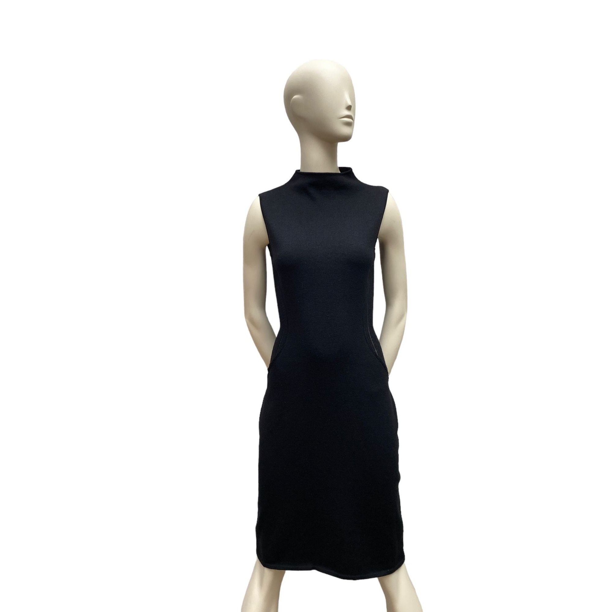 image of Gianni Versace Vintage Midi Wool Dress in Black, Women's (Size Small)