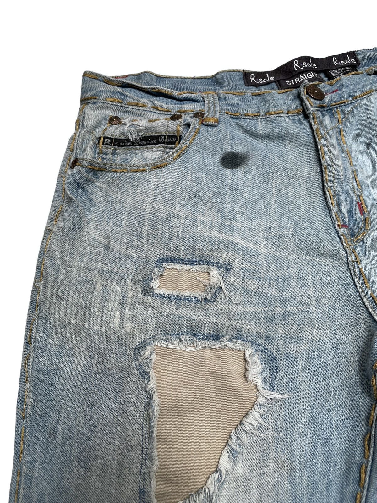 If Six Was Nine × Japanese Brand Rare Design Vintage Brand R.Sole Ripped Baggy Jeans 2000s Size US 37 - 3 Thumbnail