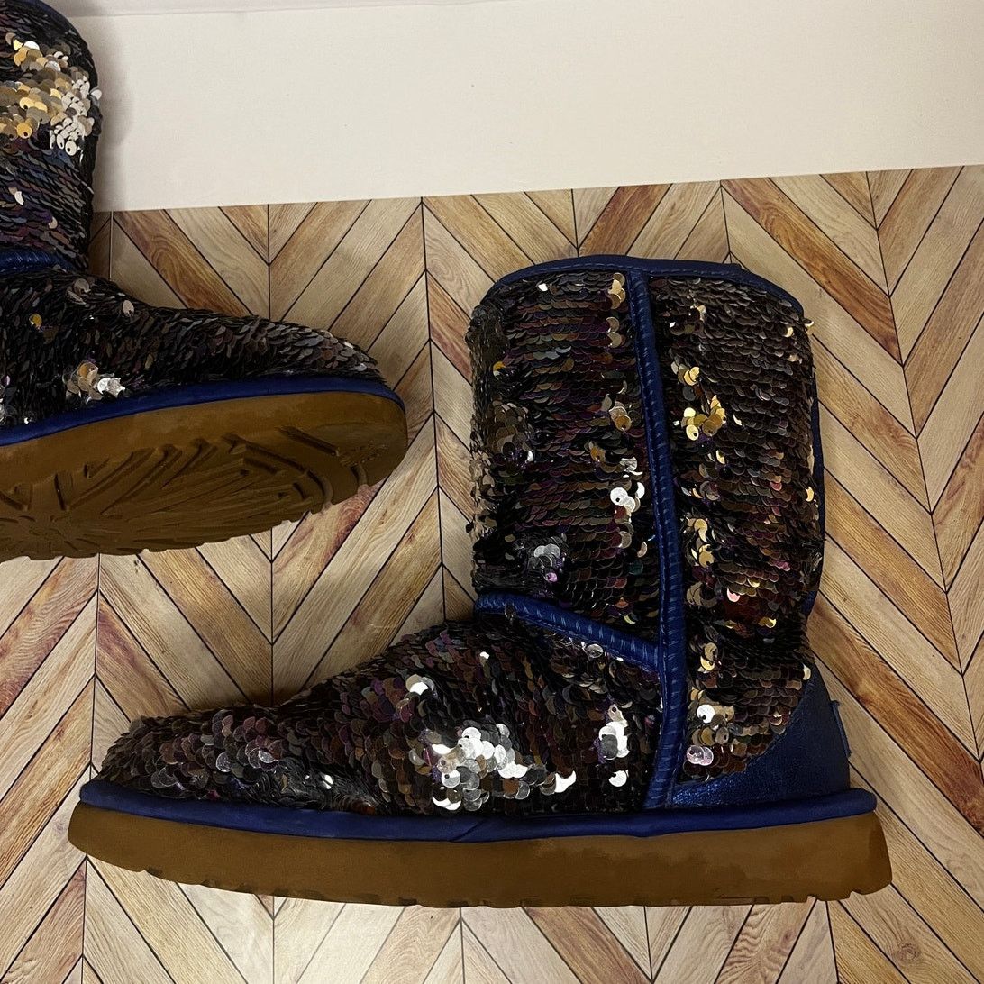 Ugg UGG Classic Short Sequin Winter Boots Blue Women's Size 7 Size US 7 / IT 37 - 6 Thumbnail