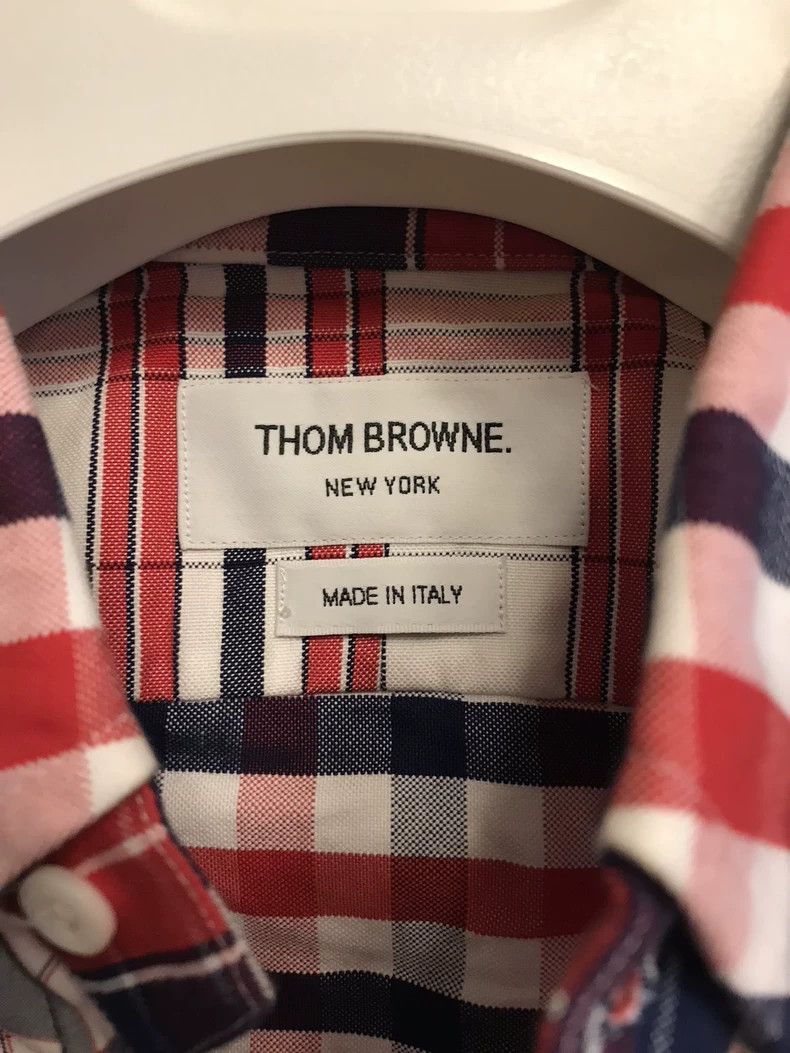 Thom Browne Thom Browne size3 Checkered patchwork asymmetrical shirt Size US L / EU 52-54 / 3 - 3 Thumbnail
