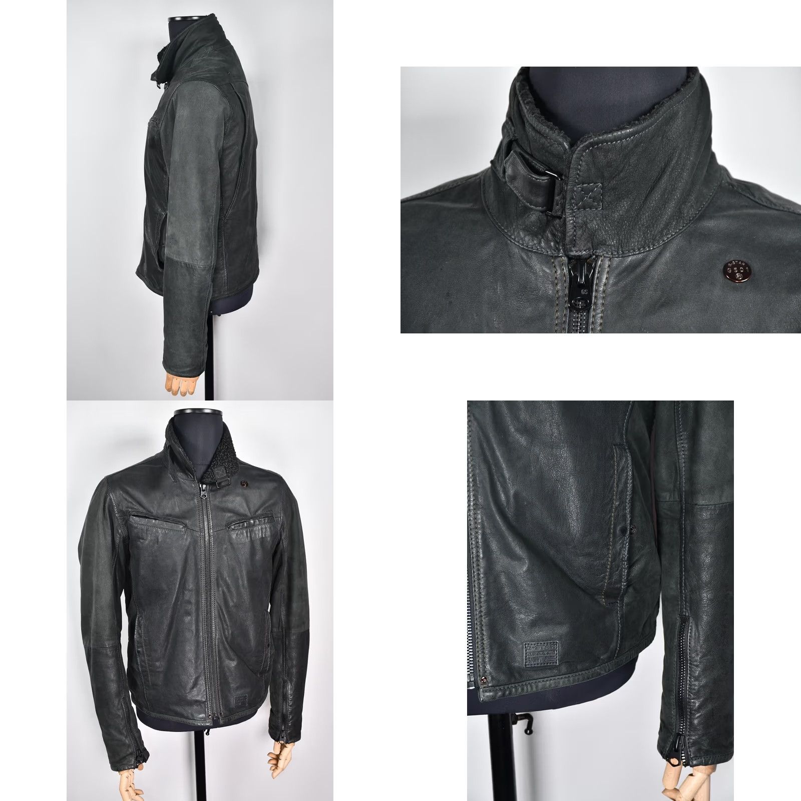 G-Star G-Star LT. Flight Leather Jacket Mens L - Leather Jacket - Size L - 100% Leather - Vintage: No - Gray Not Specified? Size US L / EU 52-54 / 3 - 8 Thumbnail