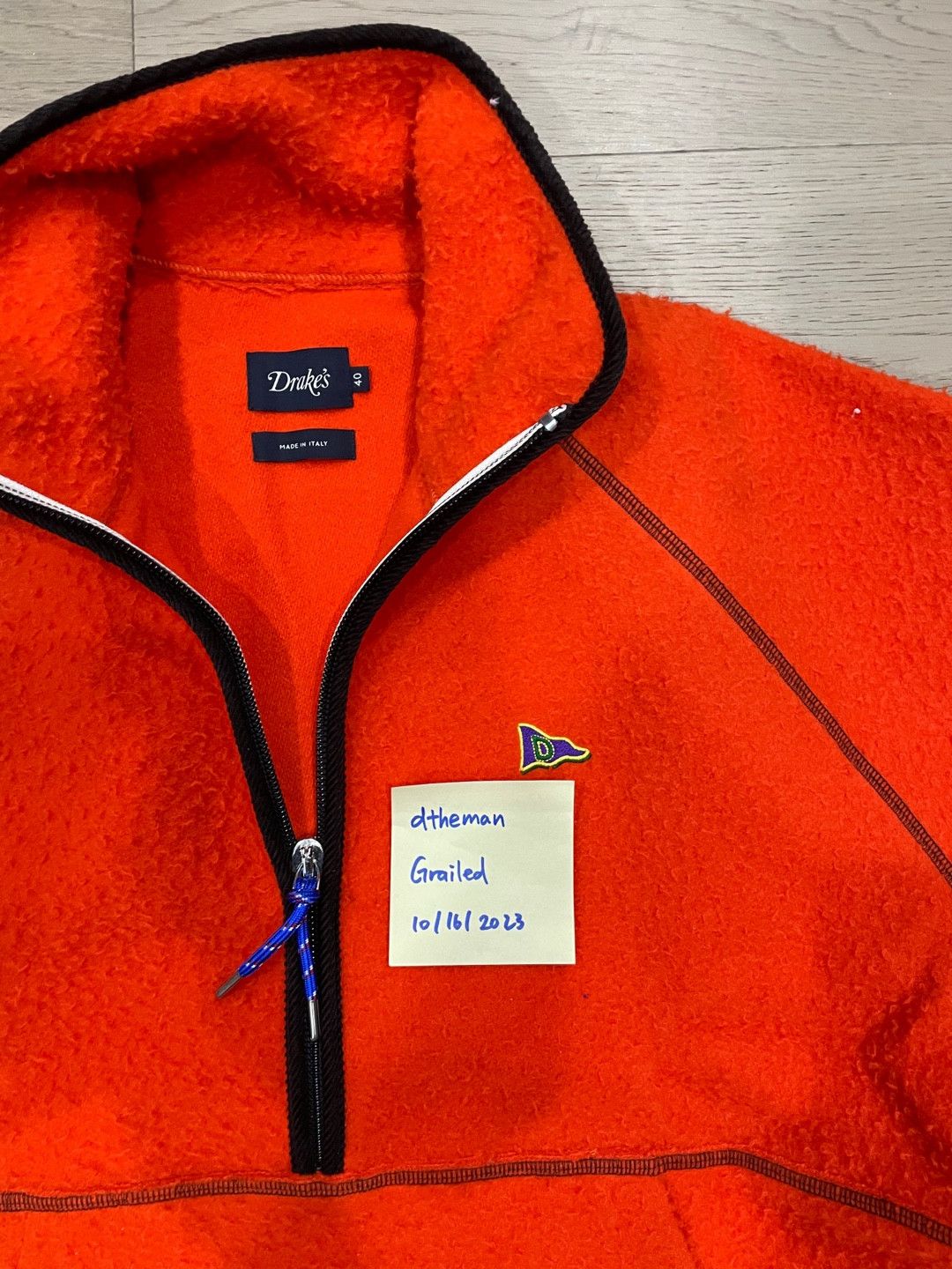 Orange Casentino Wool Half-Zip Pullover Fleece 40 | Drake's