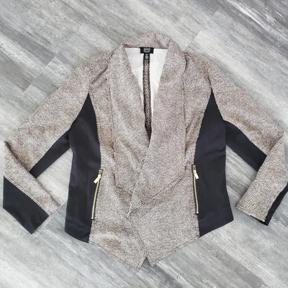 Jones New York Black Nude Detailed JNY Business Blazer Size L / US 10 / IT 46 - 1 Thumbnail