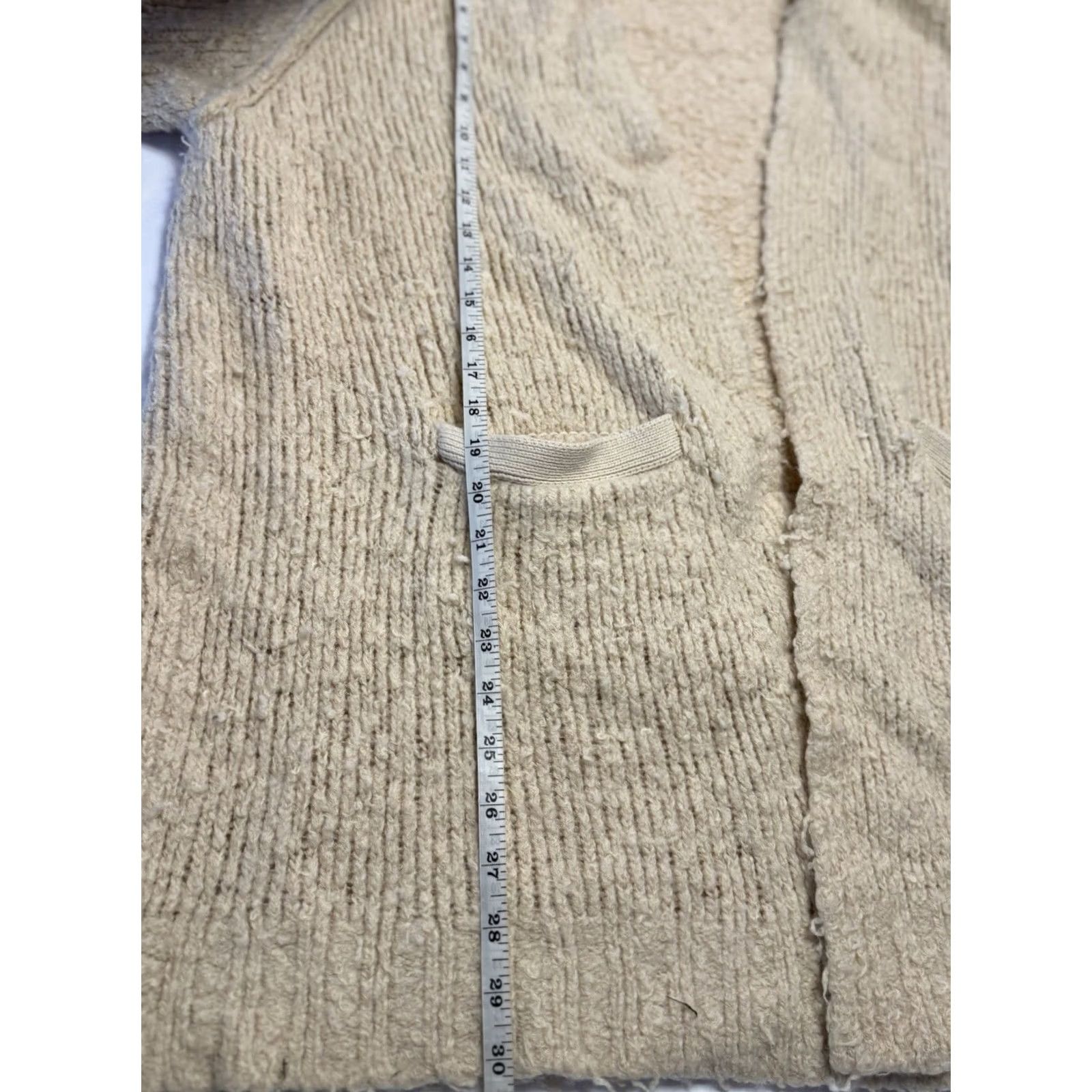 Free People Free People Cardigan Sweater Wool Knit Fuzzy Open Front Bohemian Womens Medium Beige Wool Blend Casual, Travel All Seasons Size M / US 6-8 / IT 42-44 - 7 Thumbnail