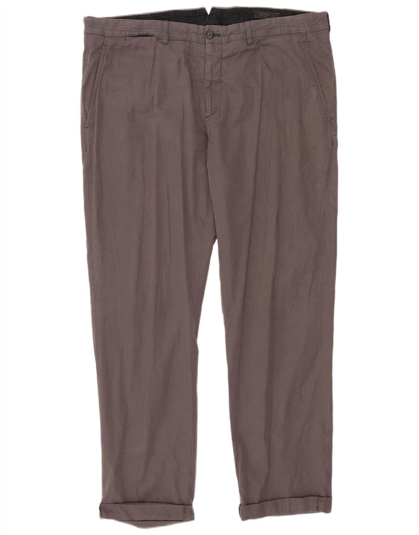 Prada Mens Straight Chino Trousers IT 54 2XL W36 L29 Grey Cotton Size US 32 / EU 48 - 1 Thumbnail
