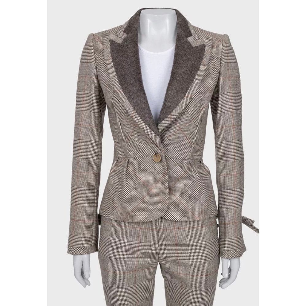Gianfranco Ferre Gianfranco Ferre Chic Beige Wool Checked Suit - IT38/XS Size XS / US 0-2 / IT 36-38 - 5 Thumbnail