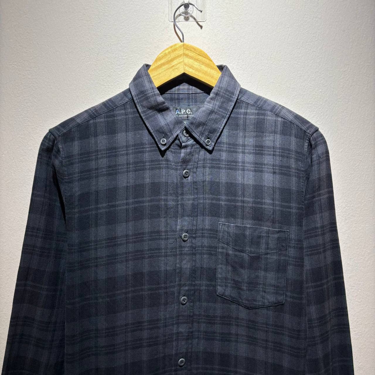 A.P.C. APC Plaid Black Grey Flannel Button Up Shirt Size US XS / EU 42 / 0 - 3 Thumbnail