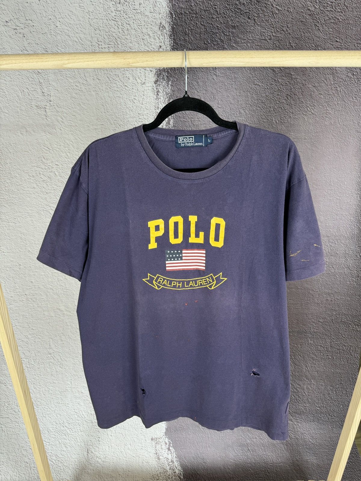 Polo Ralph Lauren × Vintage Polo Ralph Lauren vintage 90s faded distressed big logo tee Size US L / EU 52-54 / 3 - 1 Thumbnail