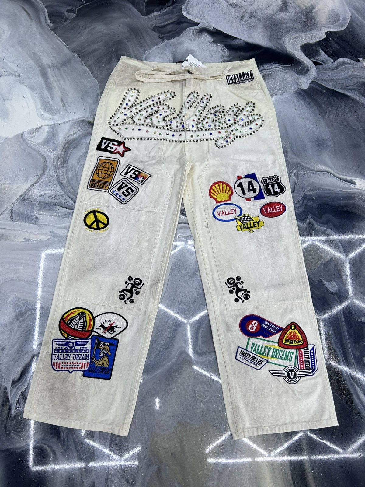 Vale 1980s Painter Patch Denim Cream Size 30
