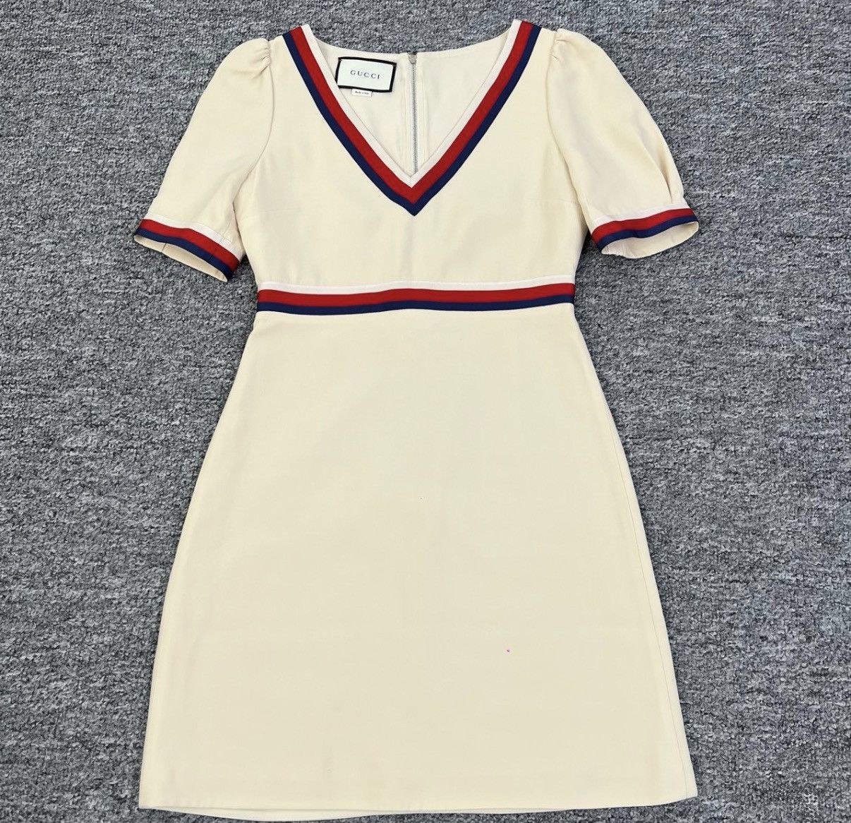 Gucci Gucci V-Neck Striped Webbing Dress K12 Size S / US 4 / IT 40 - 1 Thumbnail