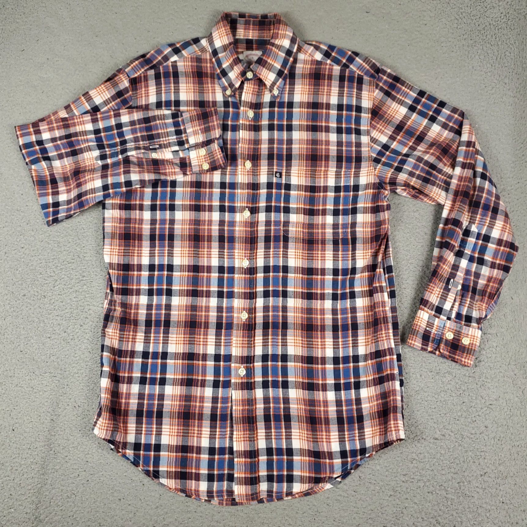 Brooks Brothers Brooks Brothers Shirt Mens Small Blue Orange Plaid Button Up Long Sleeve Casual Formal Workwear Size US S / EU 44-46 / 1 - 2 Thumbnail