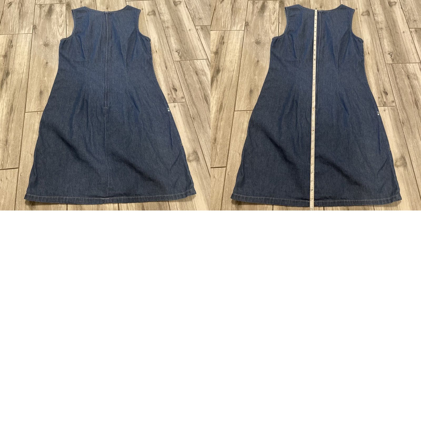 Denime True Blue Womens Sleeveless Floral Embroidered Denim Dress Sz 6 Short Fit & Flare Casual Spring Summer Pink Flower Pattern Denim Size M / US 6-8 / IT 42-44 - 8 Thumbnail