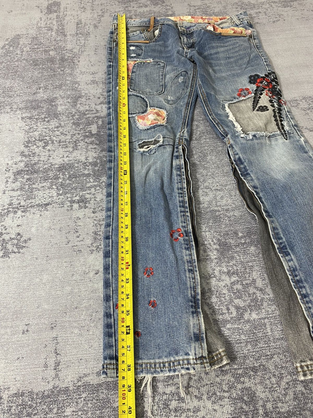 Le Grande Bleu (L.G.B.) takeo kikuchi patchwork jeans flared embroidery y2k Size US 32 / EU 48 - 3 Thumbnail